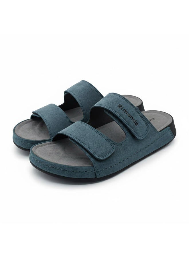 Stylish men's slippers with a modern and comfortable design – genuine leather and non-slip orthopedic sole, available in various sizes and colors. - Image 2